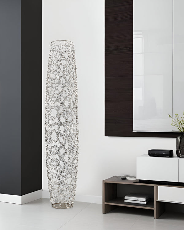 Homeroots 47" Crystal Glass Silver Oval Floor Vase  Crystal Glass 480046