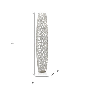 Homeroots 47" Crystal Glass Silver Oval Floor Vase  Crystal Glass 480046