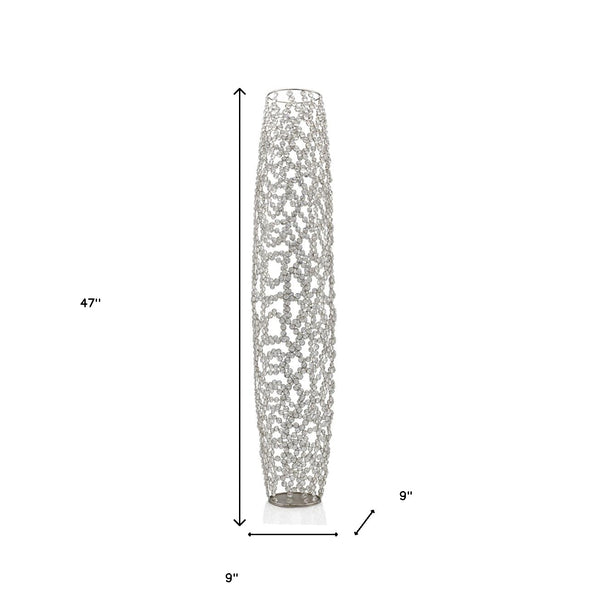 Homeroots 47" Crystal Glass Silver Oval Floor Vase  Crystal Glass 480046