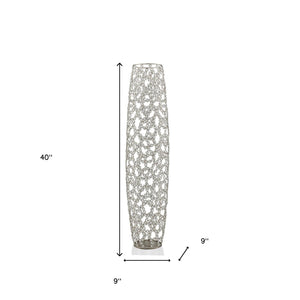 Homeroots 40" Crystal Glass Silver Oval Floor Vase  Crystal Glass 480047