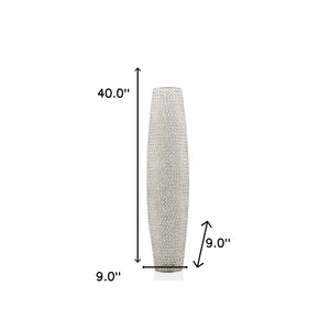 Homeroots 40" Crystal Glass Silver Cylinder Floor Vase  Crystal Glass 480051