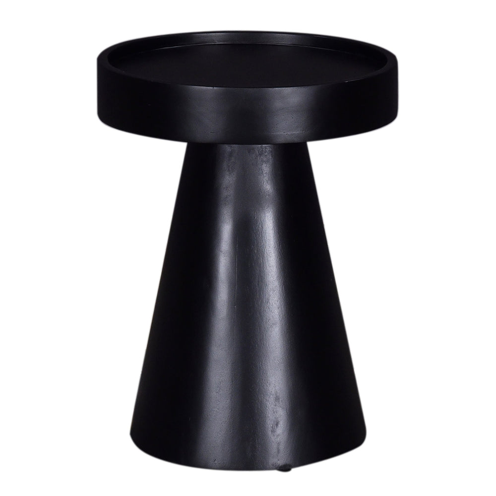 English Elm Glam FSC-Certified Mango Wood End Table 16" Round Top Pedestal 21" Height Black Finish Accent B2741P286135