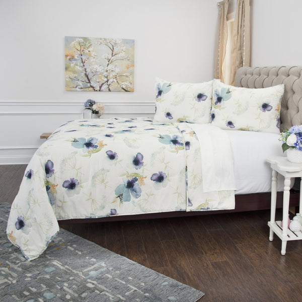 Homeroots White-multi Twin Extra Long 100% Cotton 300 Thread Count Machine Washable Down Alternative Comforter  100% Cotton 480062