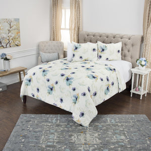 Homeroots White-multi Twin Extra Long 100% Cotton 300 Thread Count Machine Washable Down Alternative Comforter  100% Cotton 480062