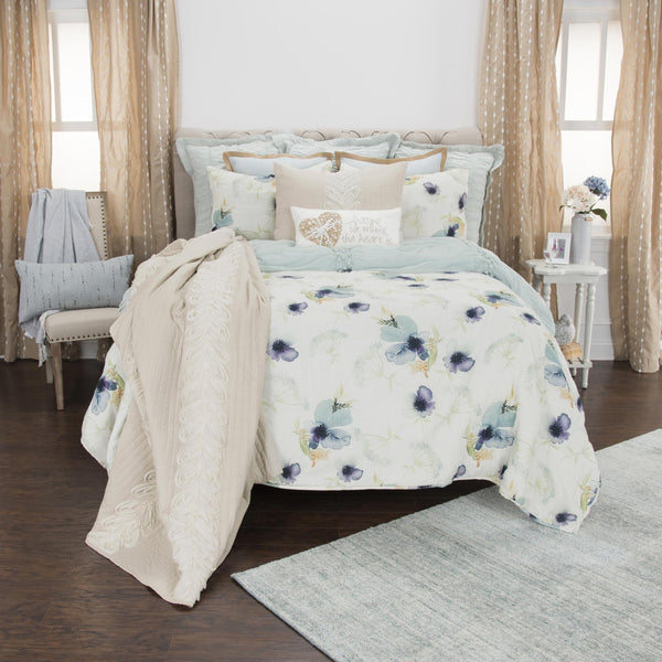 Homeroots White-multi Twin Extra Long 100% Cotton 300 Thread Count Machine Washable Down Alternative Comforter  100% Cotton 480062