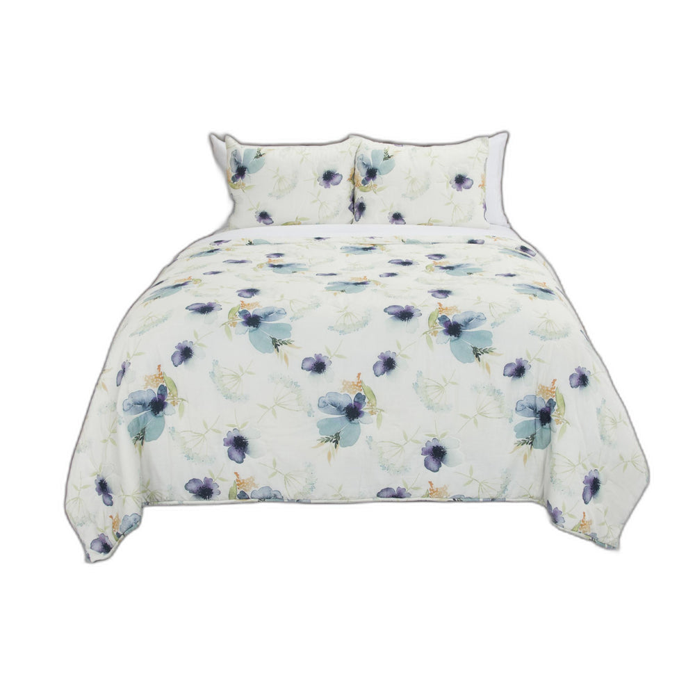 Homeroots White-multi Twin Extra Long 100% Cotton 300 Thread Count Machine Washable Down Alternative Comforter  100% Cotton 480062