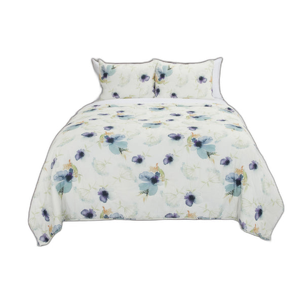 Homeroots White-multi Twin Extra Long 100% Cotton 300 Thread Count Machine Washable Down Alternative Comforter  100% Cotton 480062