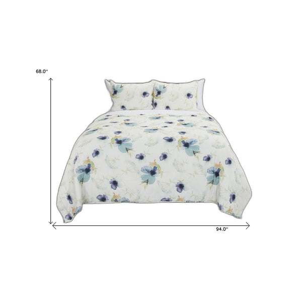 Homeroots White-multi Twin Extra Long 100% Cotton 300 Thread Count Machine Washable Down Alternative Comforter  100% Cotton 480062