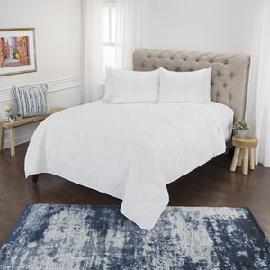 Homeroots White Twin Extra Long 100% Cotton 300 Thread Count Machine Washable Down Alternative Comforter  100% Cotton 480073