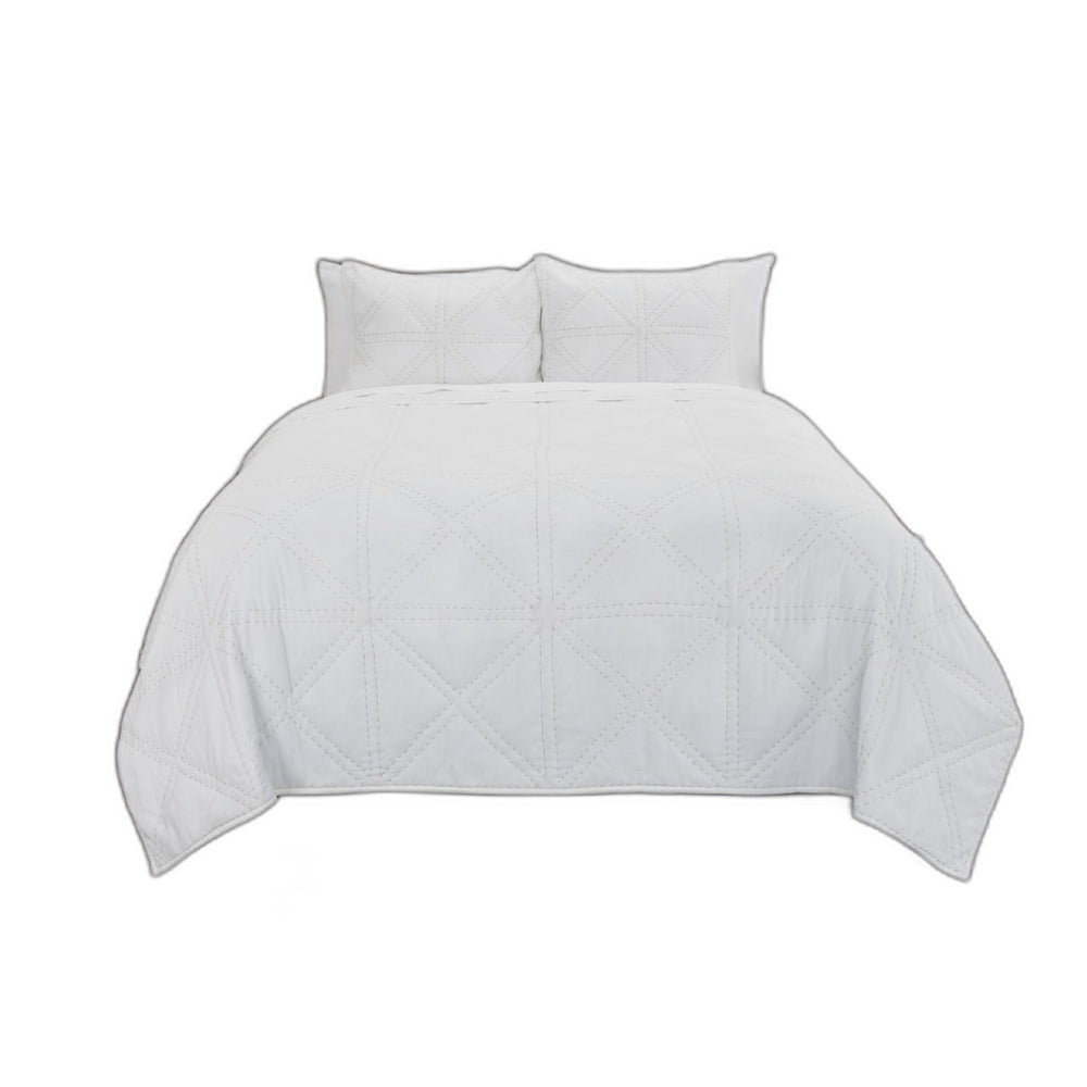 Homeroots White Twin Extra Long 100% Cotton 300 Thread Count Machine Washable Down Alternative Comforter  100% Cotton 480073