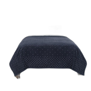 HomeRoots Indigo King Quilt - Soft Cotton Blend, Chic Polka Dot Design, All-Season Comfort, Machine Washable 480075