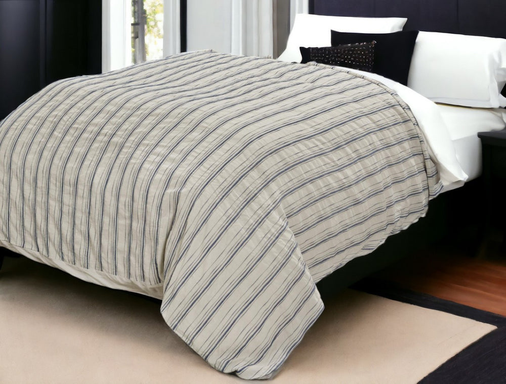 HomeRoots Natural King Linen Duvet Cover - 300 Thread Count, Hypoallergenic Comfort for Year-Round Warmth 480087