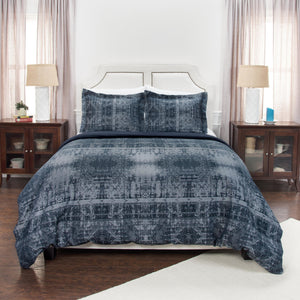 Homeroots Indigo Queen 100% Cotton 300 Thread Count Washable Duvet Cover  100% Cotton 480096