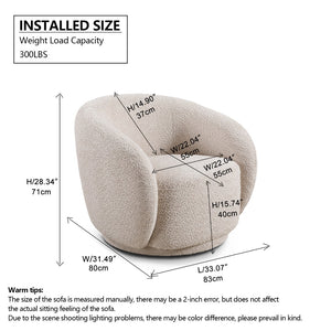 English Elm C3-2507, Boucle Barrel Swivel Accent Chair with 360 Degree Base for Living Room W2664P407033