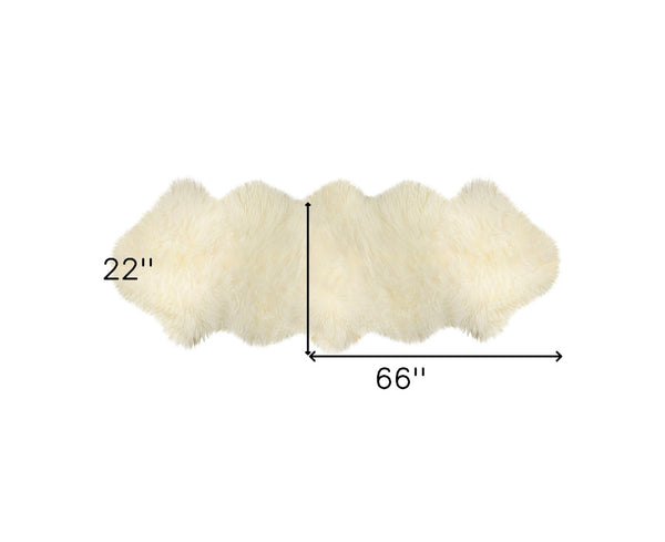 HomeRoots 2' X 6' Handmade Wool Sheepskin Area Rug - Luxurious, Cozy Accent for Modern & Traditional Spaces Ivory 480107