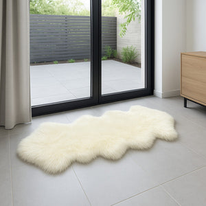 HomeRoots 2' X 6' Handmade Wool Sheepskin Area Rug - Luxurious, Cozy Accent for Modern & Traditional Spaces Ivory 480107
