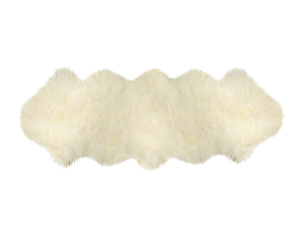 HomeRoots 2' X 6' Handmade Wool Sheepskin Area Rug - Luxurious, Cozy Accent for Modern & Traditional Spaces Ivory 480107