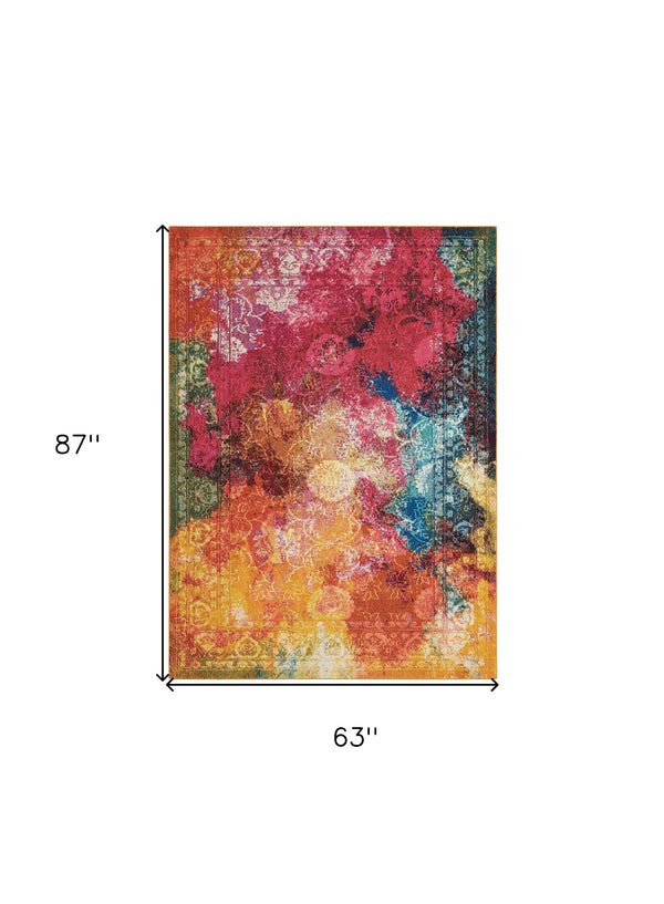 Homeroots 5' X 7' Seaglass Abstract Power Loom Non Skid Area Rug  Polypropylene 480112