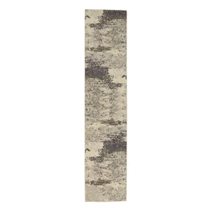 HomeRoots 2' X 8' Ivory And Grey Abstract Runner Rug - Stylish Power-Loomed Design for High-Traffic Areas 480115