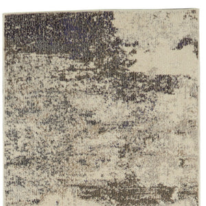 HomeRoots 2' X 8' Ivory And Grey Abstract Runner Rug - Stylish Power-Loomed Design for High-Traffic Areas 480115