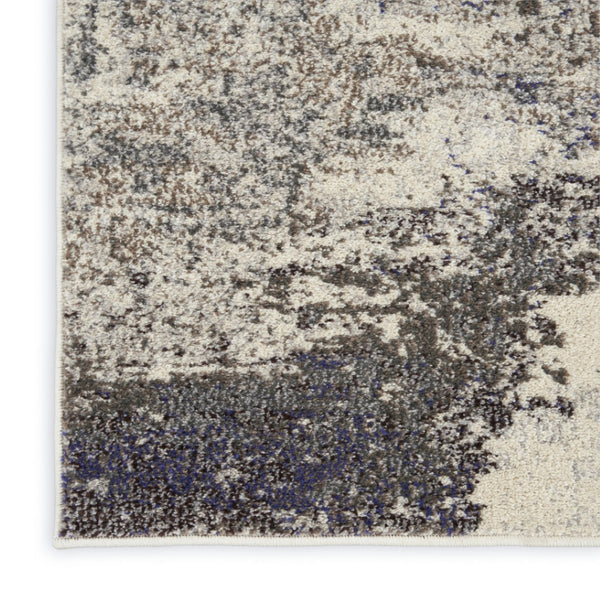 HomeRoots 2' X 8' Ivory And Grey Abstract Runner Rug - Stylish Power-Loomed Design for High-Traffic Areas 480115