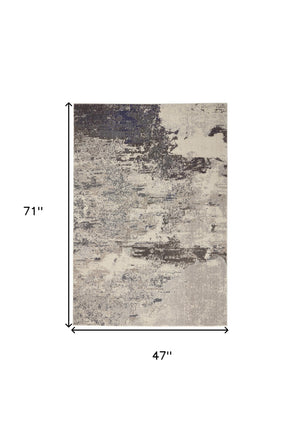 Homeroots 4' X 6' Ivory And Grey Abstract Power Loom Non Skid Area Rug  Polypropylene 480117