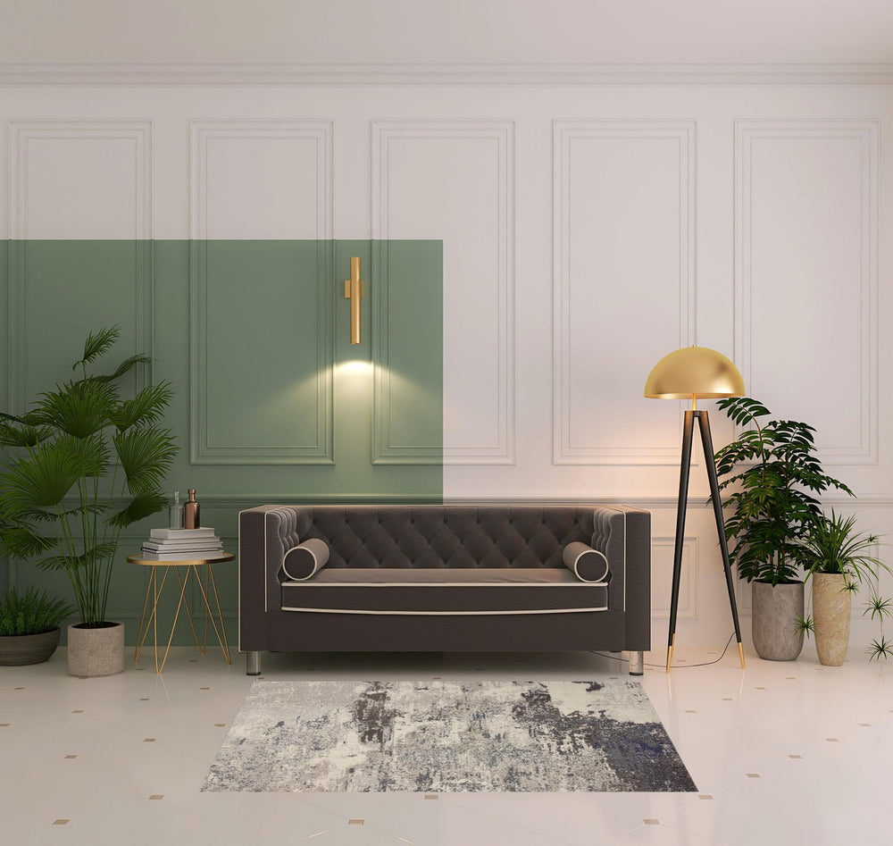 Homeroots 4' X 6' Ivory And Grey Abstract Power Loom Non Skid Area Rug  Polypropylene 480117