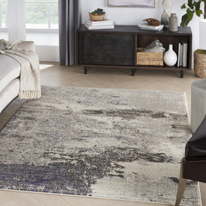HomeRoots 4' Abstract Ivory and Grey Area Rug – Modern Power Loomed Design for Cozy, Stylish Living Spaces 4' X 6' Rectangle 480117
