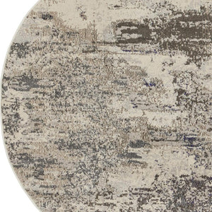 HomeRoots 4' Abstract Ivory and Grey Area Rug – Modern Power Loomed Design for Cozy, Stylish Living Spaces 4' Round Round 480118