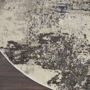 HomeRoots 4' Abstract Ivory and Grey Area Rug – Modern Power Loomed Design for Cozy, Stylish Living Spaces 4' Round Round 480118