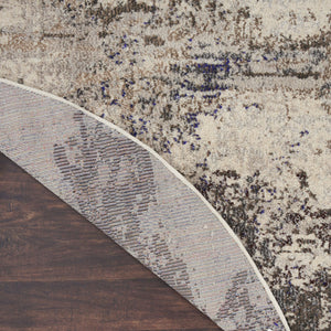 Homeroots 4' X 4' Ivory And Grey Round Abstract Power Loom Non Skid Area Rug  Polypropylene 480118