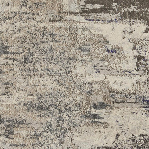 HomeRoots 4' Abstract Ivory and Grey Area Rug – Modern Power Loomed Design for Cozy, Stylish Living Spaces 5' Round Round 480119