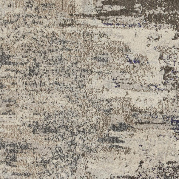 HomeRoots 4' Abstract Ivory and Grey Area Rug – Modern Power Loomed Design for Cozy, Stylish Living Spaces 5' Round Round 480119
