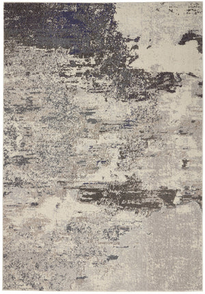HomeRoots 4' Abstract Ivory and Grey Area Rug – Modern Power Loomed Design for Cozy, Stylish Living Spaces 5' X 7' Rectangle 480120