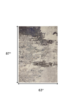 Homeroots 5' X 7' Ivory And Grey Abstract Power Loom Non Skid Area Rug  Polypropylene 480120