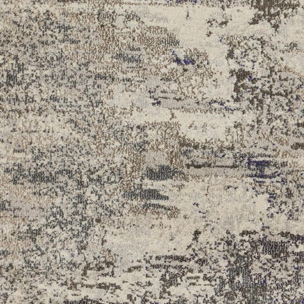 HomeRoots 4' Abstract Ivory and Grey Area Rug – Modern Power Loomed Design for Cozy, Stylish Living Spaces 8' Round Round 480121