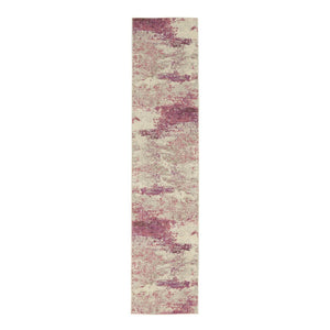 HomeRoots 2' X 8' Modern Ivory and Pink Abstract Power Loom Runner Rug - Soft, Non-Skid, Durable for Entryways 480124