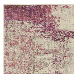 HomeRoots 2' X 8' Modern Ivory and Pink Abstract Power Loom Runner Rug - Soft, Non-Skid, Durable for Entryways 480124