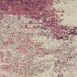 HomeRoots 2' X 8' Modern Ivory and Pink Abstract Power Loom Runner Rug - Soft, Non-Skid, Durable for Entryways 480124