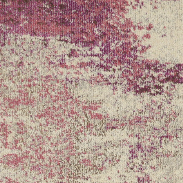 HomeRoots 2' X 8' Modern Ivory and Pink Abstract Power Loom Runner Rug - Soft, Non-Skid, Durable for Entryways 480124