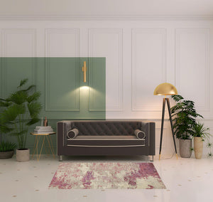 Homeroots 4' X 6' Ivory And Pink Abstract Power Loom Non Skid Area Rug  Polypropylene 480126