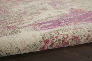 HomeRoots 4' Ivory and Pink Abstract Area Rug - Contemporary Non-Skid Design for Soft Comfort and Durability 4' Round Round 480127