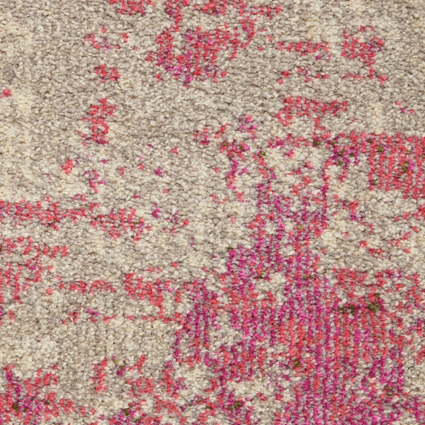 HomeRoots 4' Ivory and Pink Abstract Area Rug - Contemporary Non-Skid Design for Soft Comfort and Durability 5' X 7' Rectangle 480129