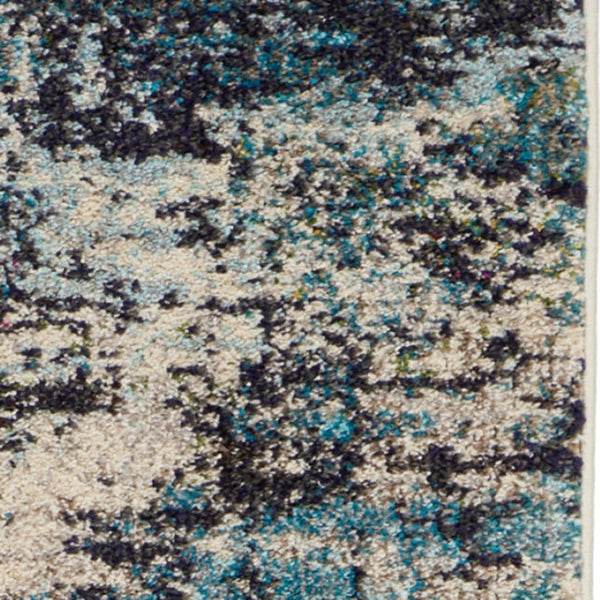 HomeRoots 2' X 8' Abstract Ivory and Teal Blue Non-Skid Runner Rug - Durable, Stylish, Perfect for Any Space! 480133