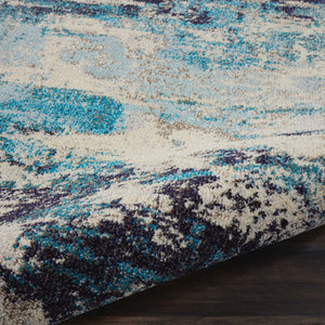 HomeRoots 4' Abstract Area Rug in Ivory and Teal Blue - Modern Design for Stylish Home Décor and Comfort 4' X 6' Rectangle 480135