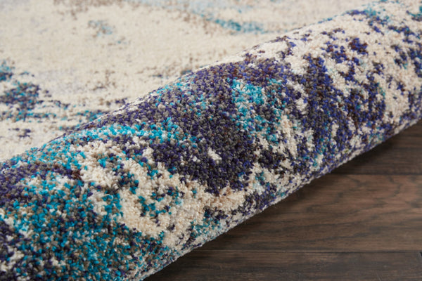 HomeRoots 4' Abstract Area Rug in Ivory and Teal Blue - Modern Design for Stylish Home Décor and Comfort 5' X 7' Rectangle 480138