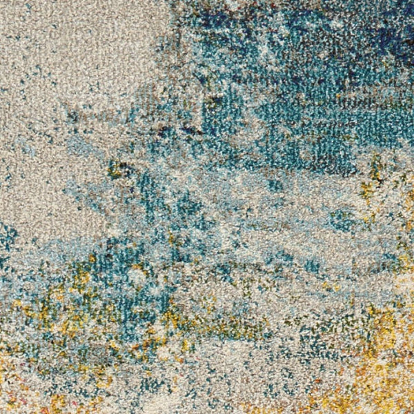HomeRoots 2' X 8' Sealife Abstract Non-Skid Runner Rug - Coastal Elegance for Hallways & Entryways, Durable Design 480142