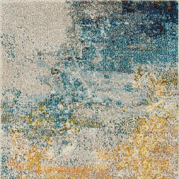 HomeRoots 2' X 8' Sealife Abstract Non-Skid Runner Rug - Coastal Elegance for Hallways & Entryways, Durable Design 480142