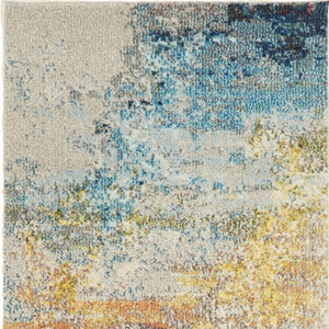 HomeRoots 2' X 8' Sealife Abstract Non-Skid Runner Rug - Coastal Elegance for Hallways & Entryways, Durable Design 480142
