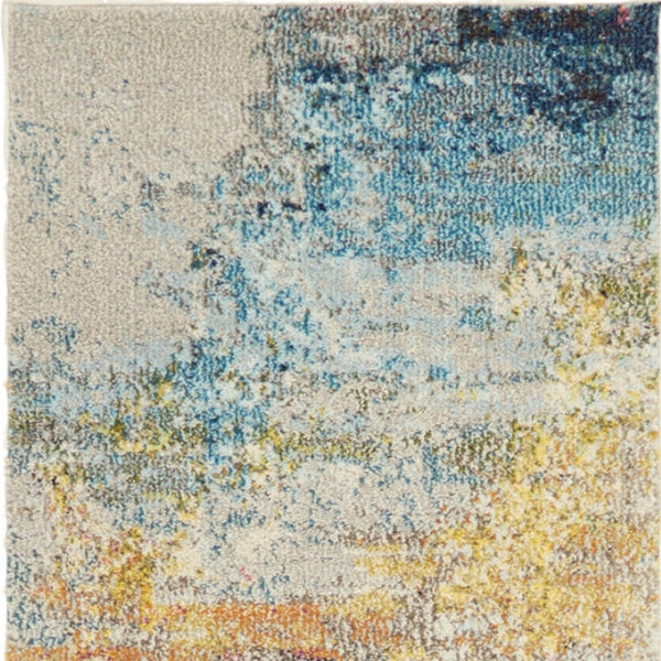 HomeRoots 2' X 8' Sealife Abstract Non-Skid Runner Rug - Coastal Elegance for Hallways & Entryways, Durable Design 480142